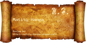 Matity Hanga névjegykártya